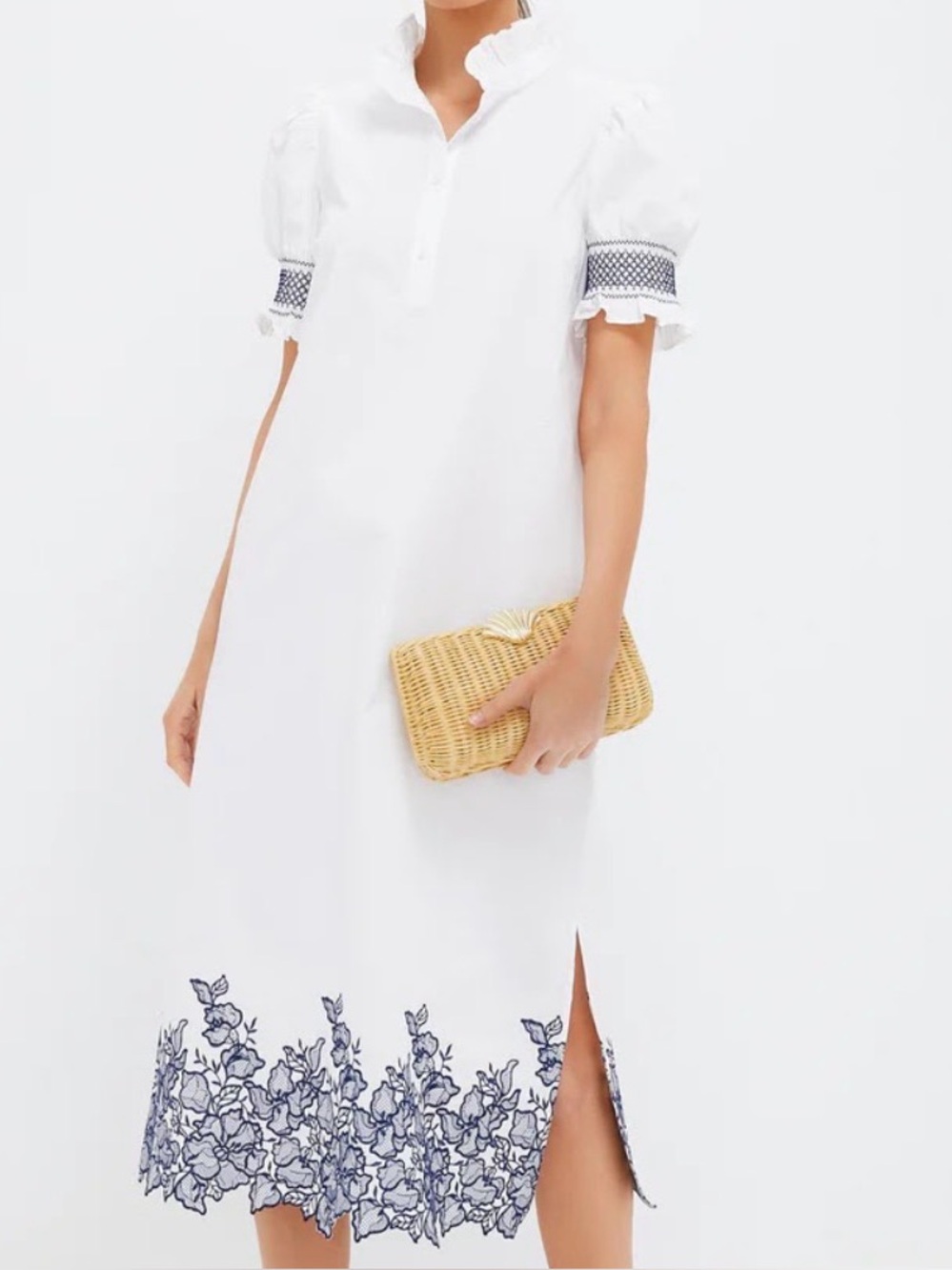 Tuckernuck Hyacinth House Eliza Midi Dress White and Navy Sz Medium Worn Once
